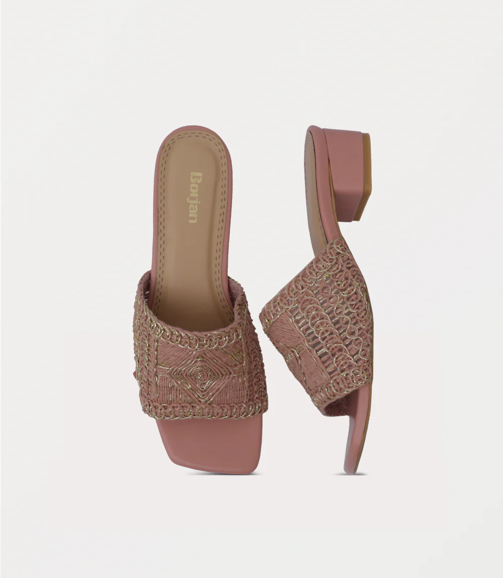 Women Slipper Heels-TEA PINK - Image 4
