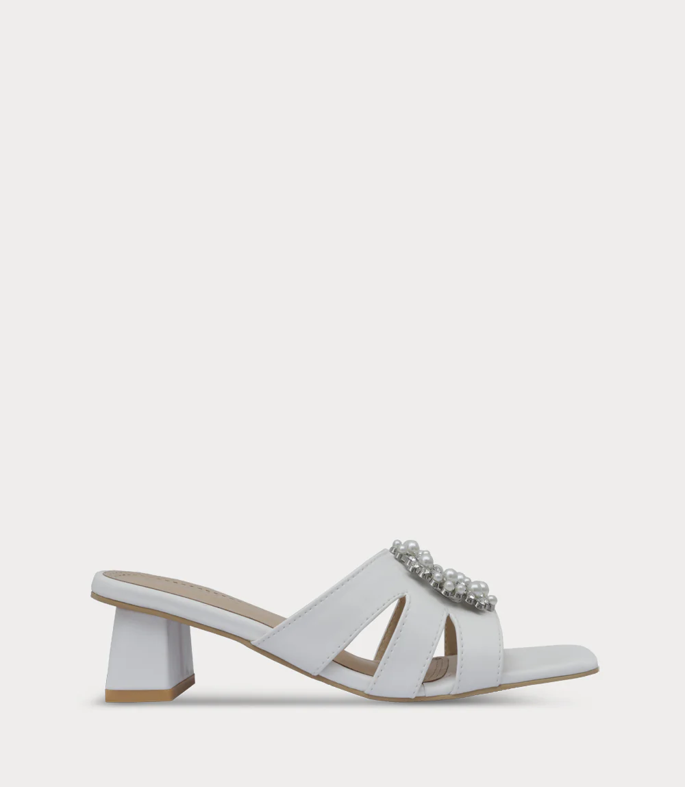 Women Slipper Heels-WHITE