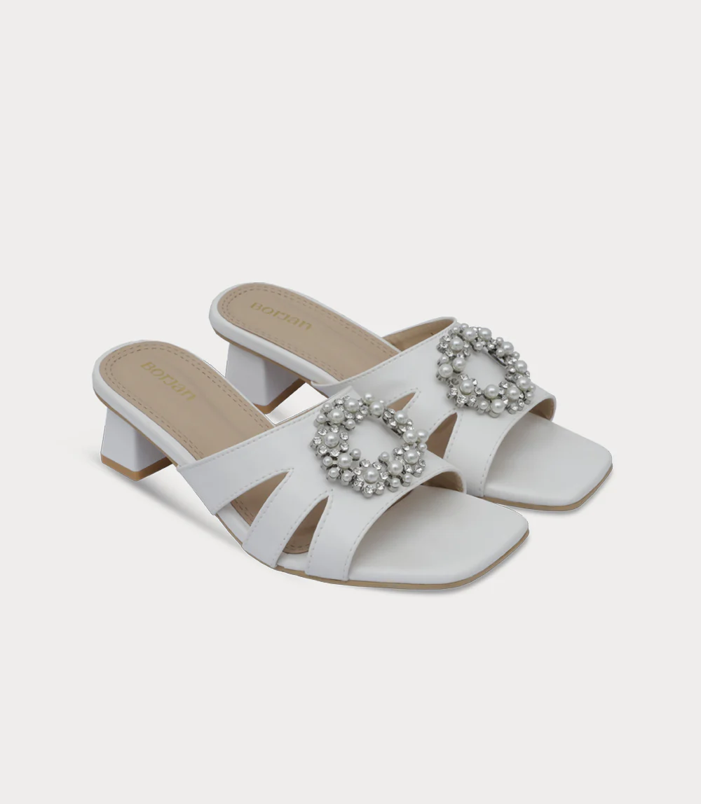 Women Slipper Heels-WHITE - Image 2