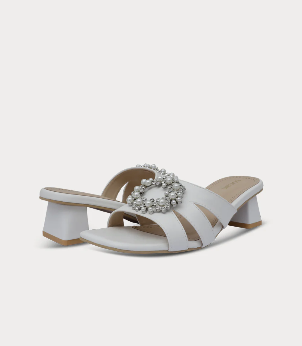 Women Slipper Heels-WHITE - Image 3