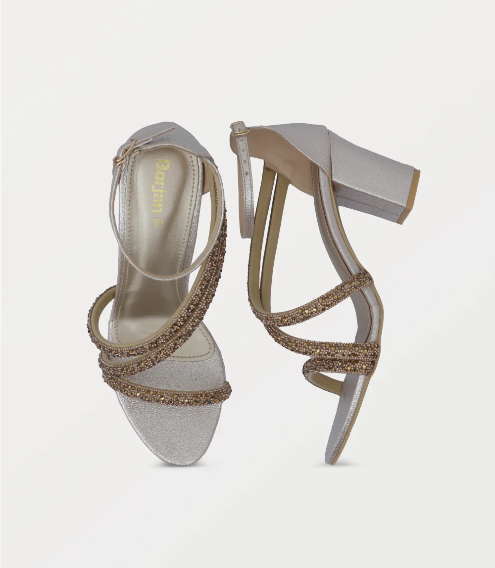 Women Sandal Heels-GOLDEN - Image 4