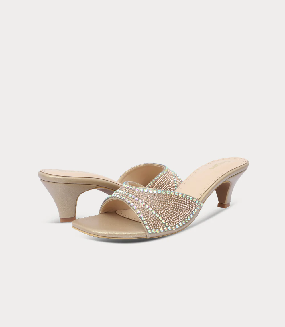 Women Slipper Heels-CHAMPAGNE - Image 3