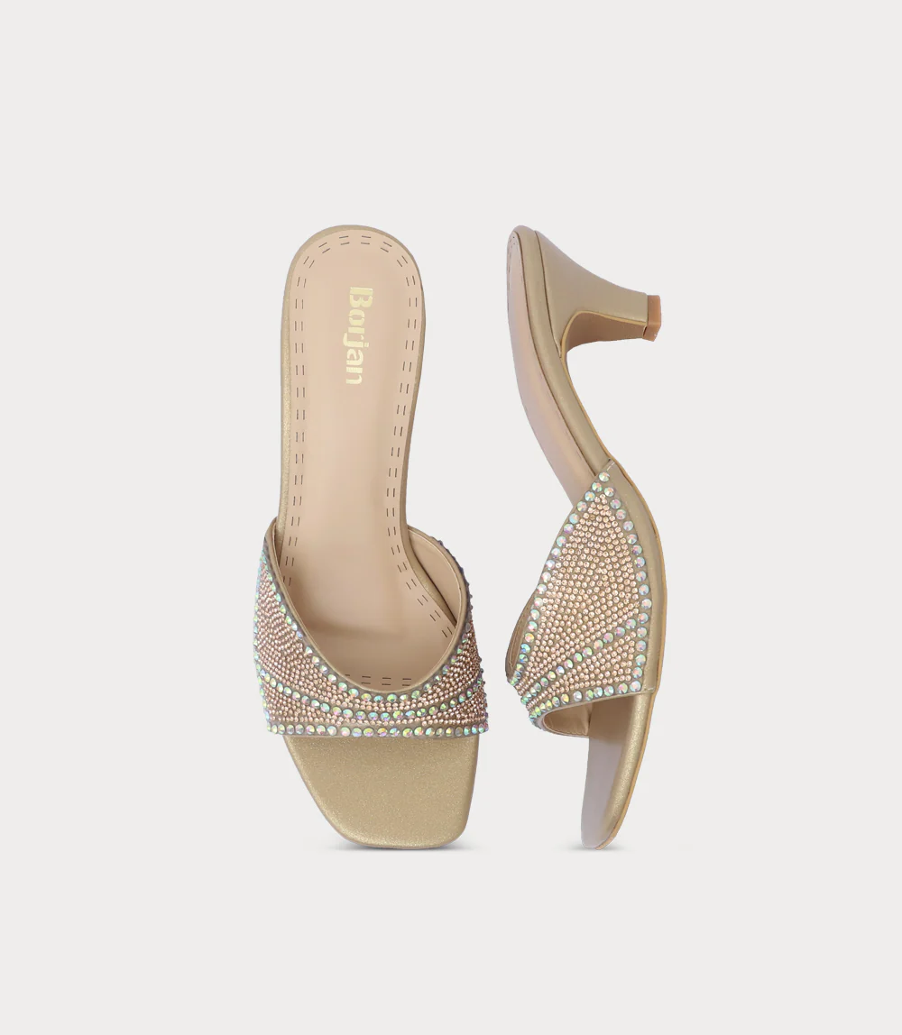 Women Slipper Heels-CHAMPAGNE - Image 4