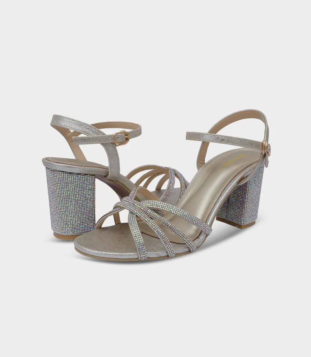 Women Sandal Heels-GOLDEN - Image 3