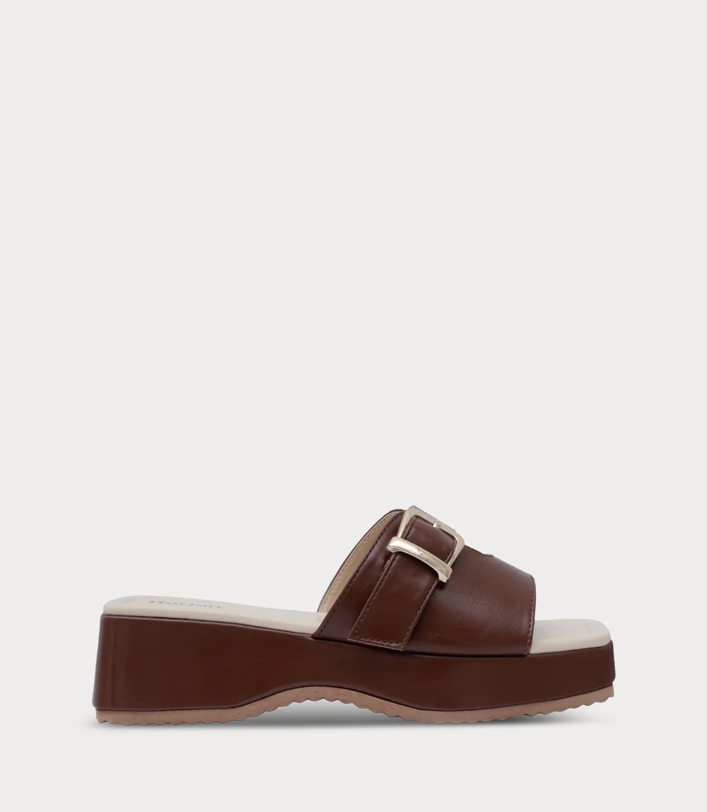 Women Platform Slipper-CHOC/BROW