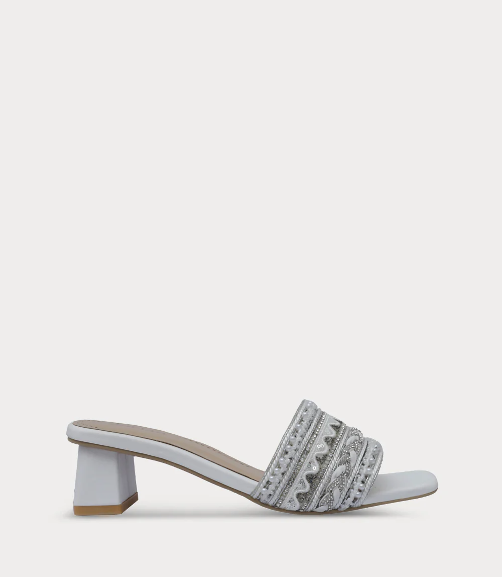 Women Slipper Heel-WHITE