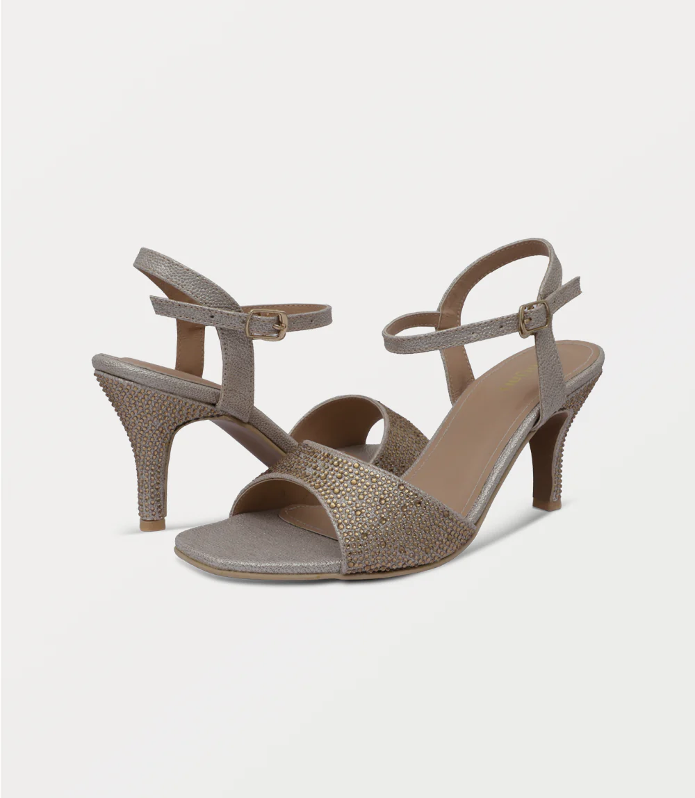 Women Sandal Heels-GOLDEN - Image 3