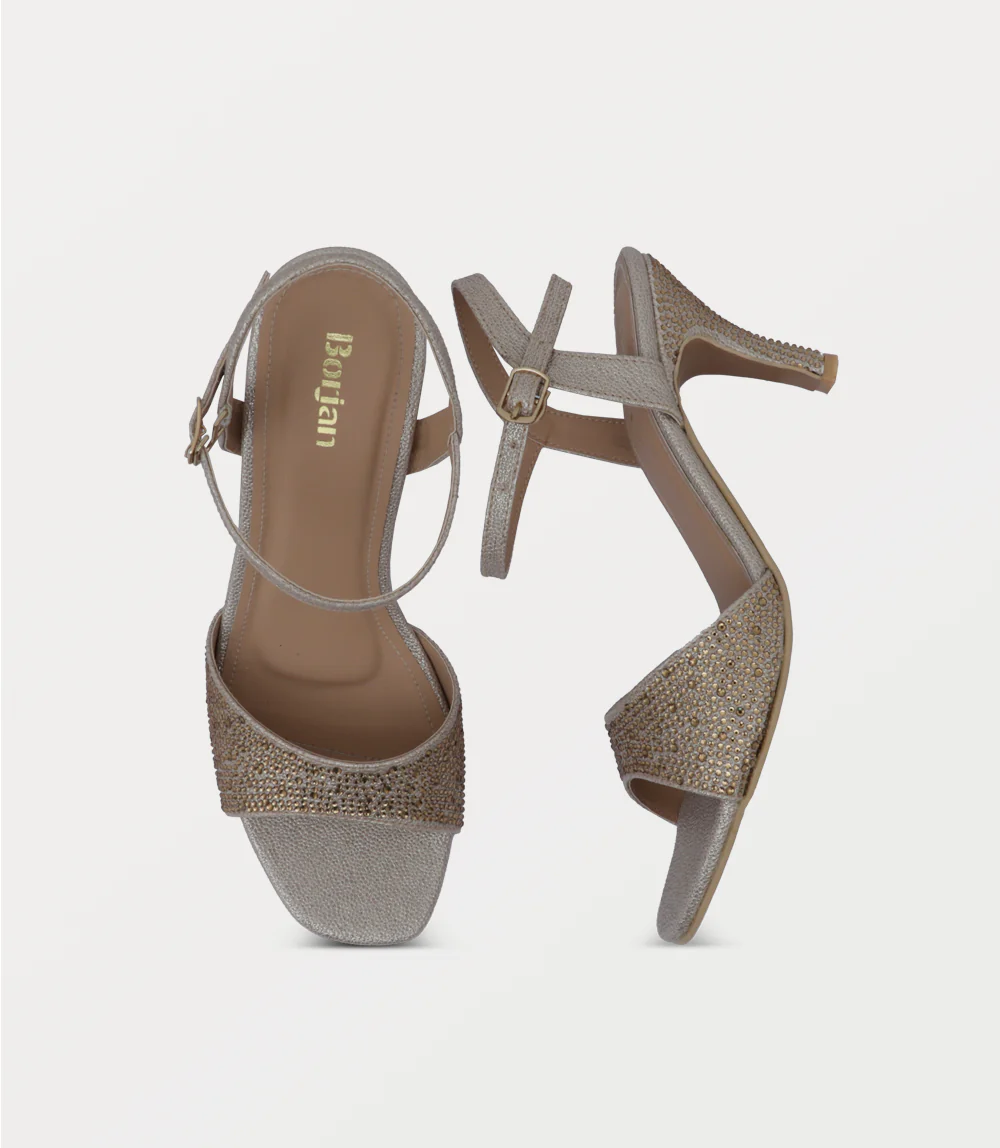 Women Sandal Heels-GOLDEN - Image 4