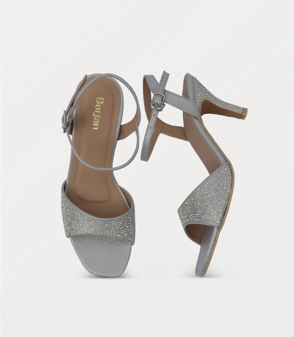 Women Sandal Heels-SILVER - Image 4