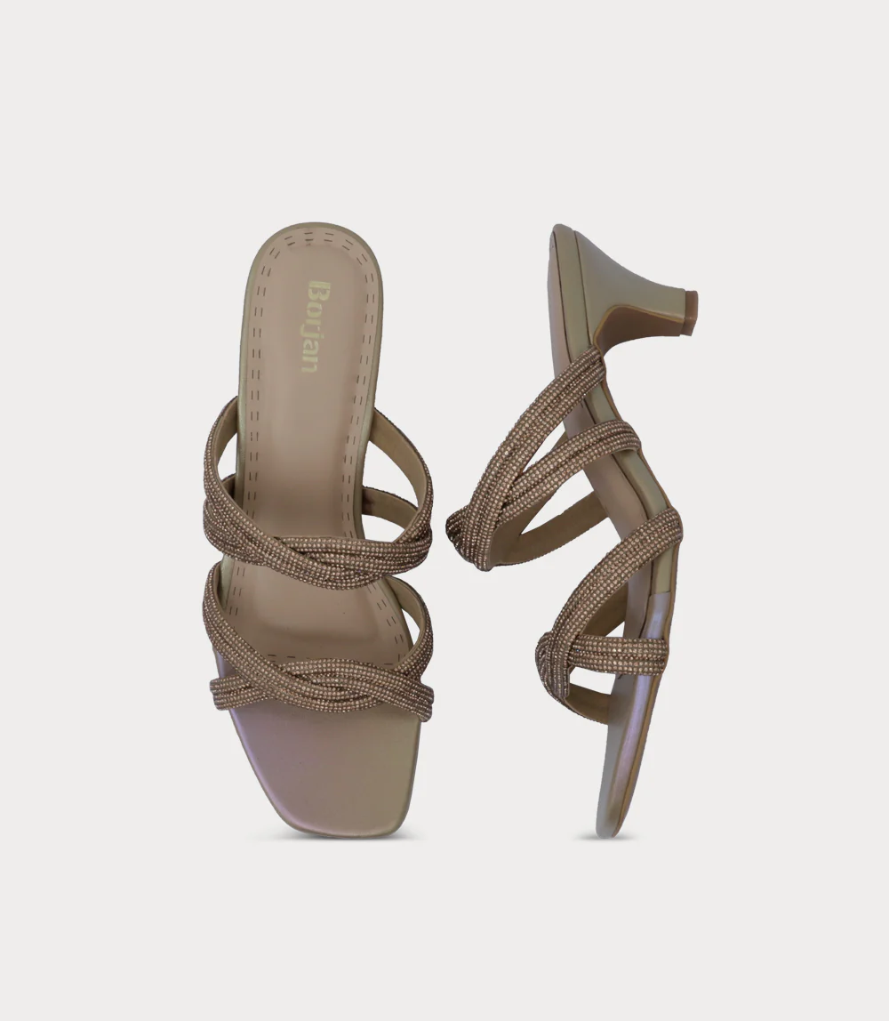 Women Slipper Heels-GOLDEN - Image 4
