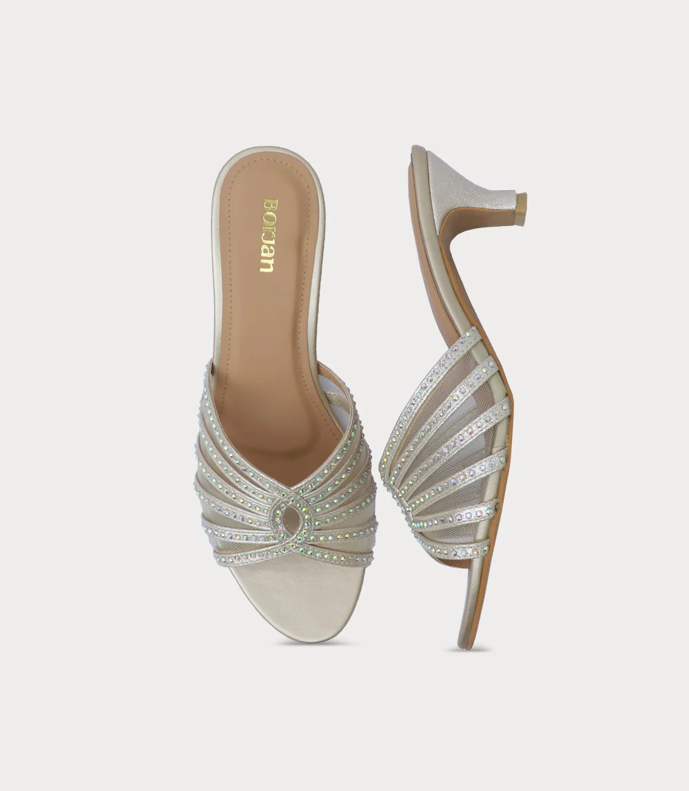 Women Slipper Heels-GOLDEN - Image 4