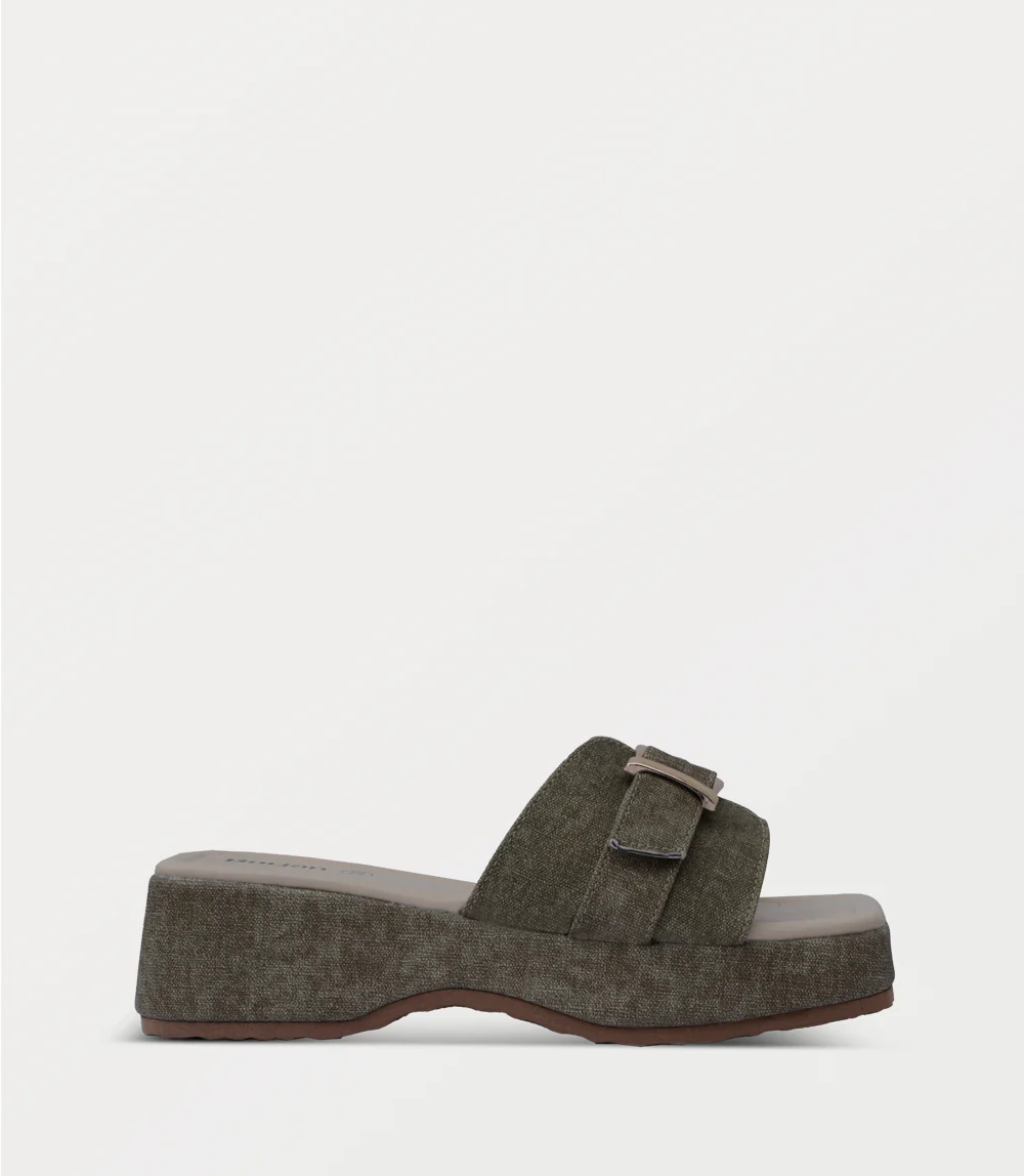 Women Platform Slipper-BROWN