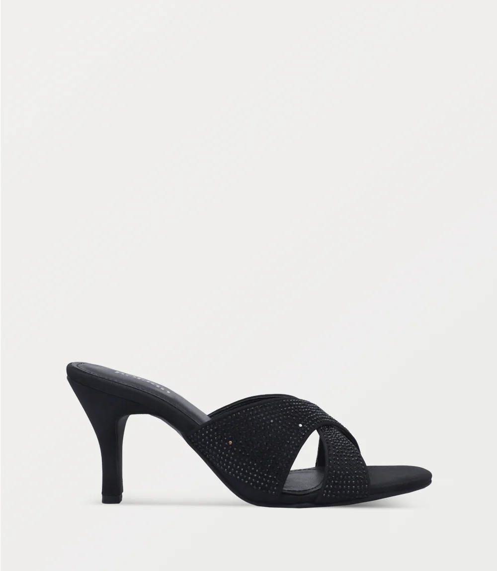 Women Slipper Heels-BLACK