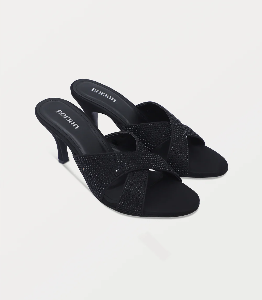 Women Slipper Heels-BLACK - Image 2