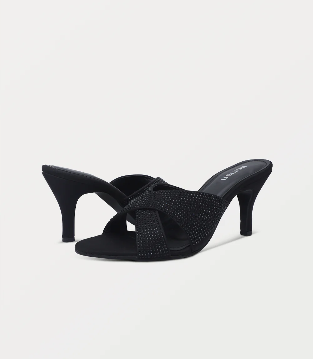 Women Slipper Heels-BLACK - Image 3