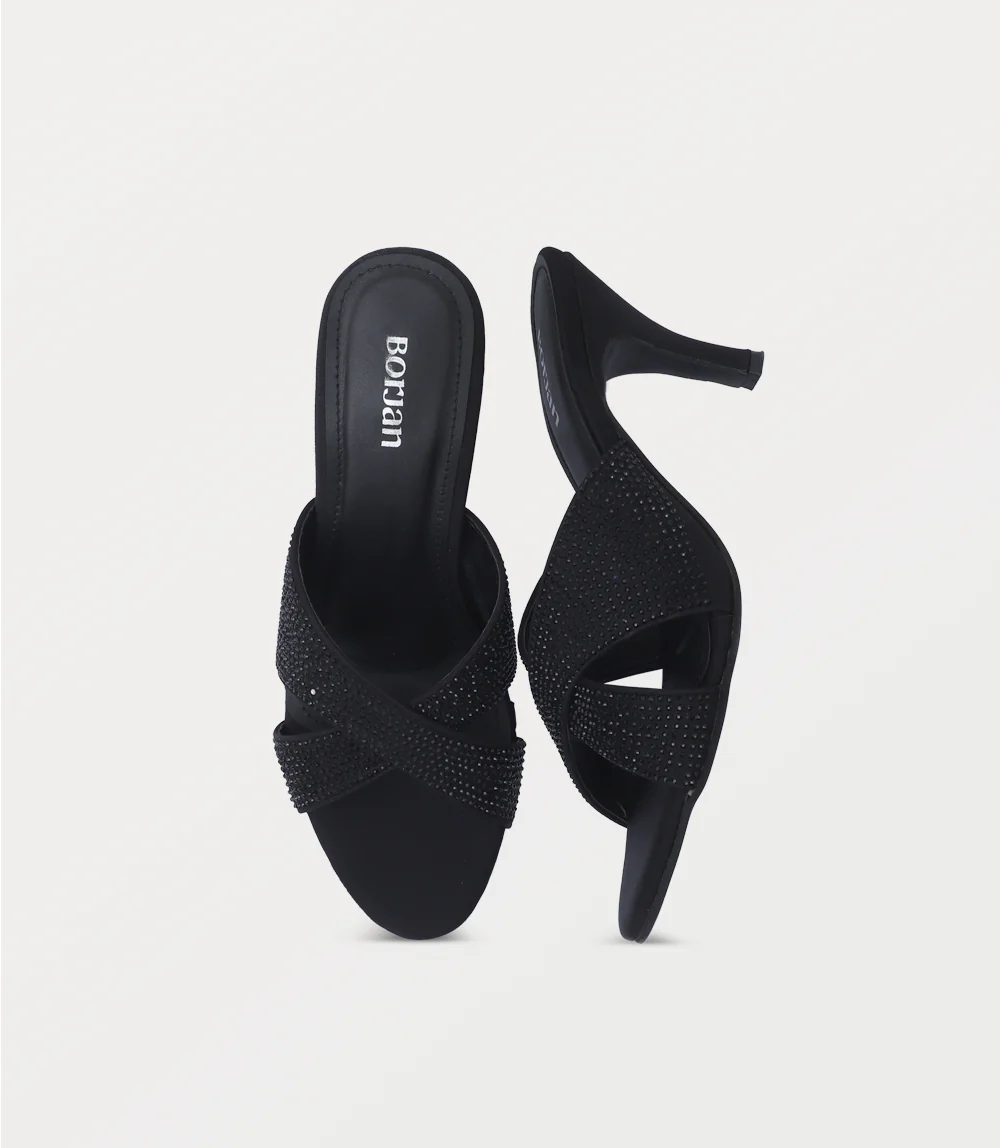 Women Slipper Heels-BLACK - Image 4
