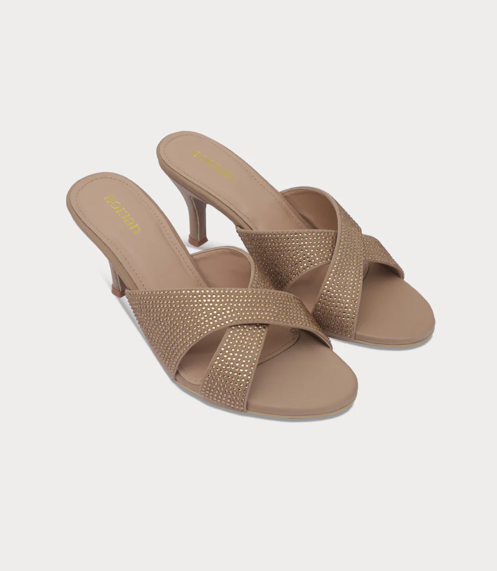 Women Slipper Heels-GOLDEN - Image 2
