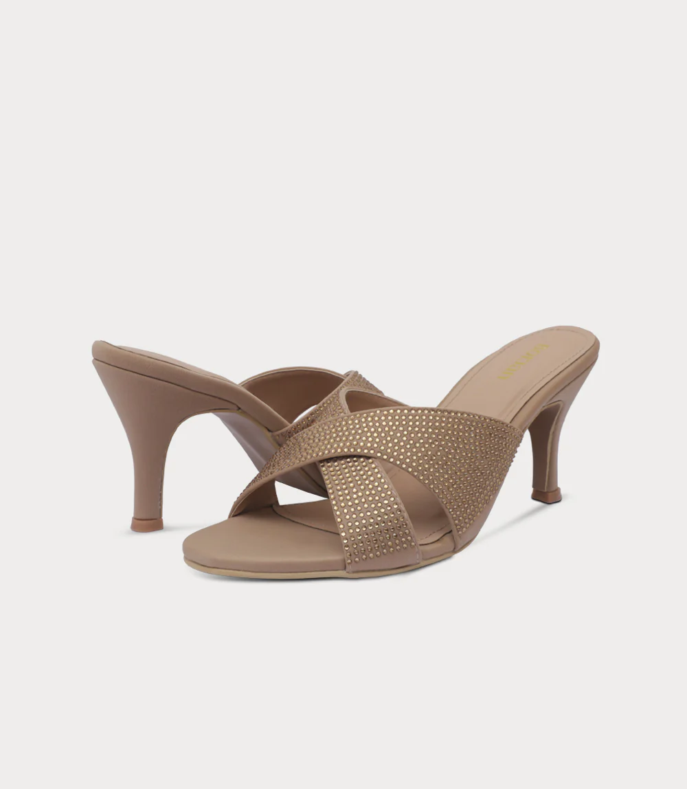 Women Slipper Heels-GOLDEN - Image 3