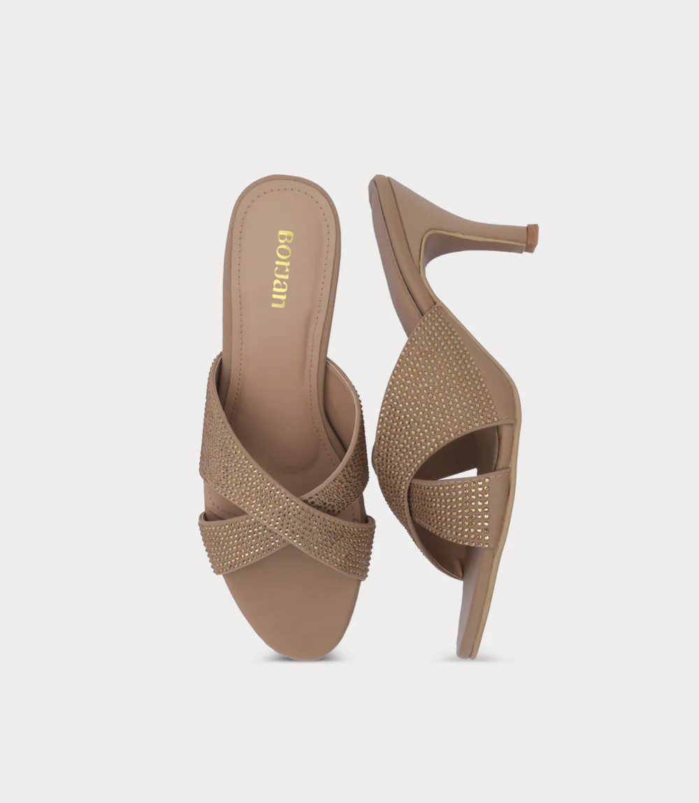 Women Slipper Heels-GOLDEN - Image 4
