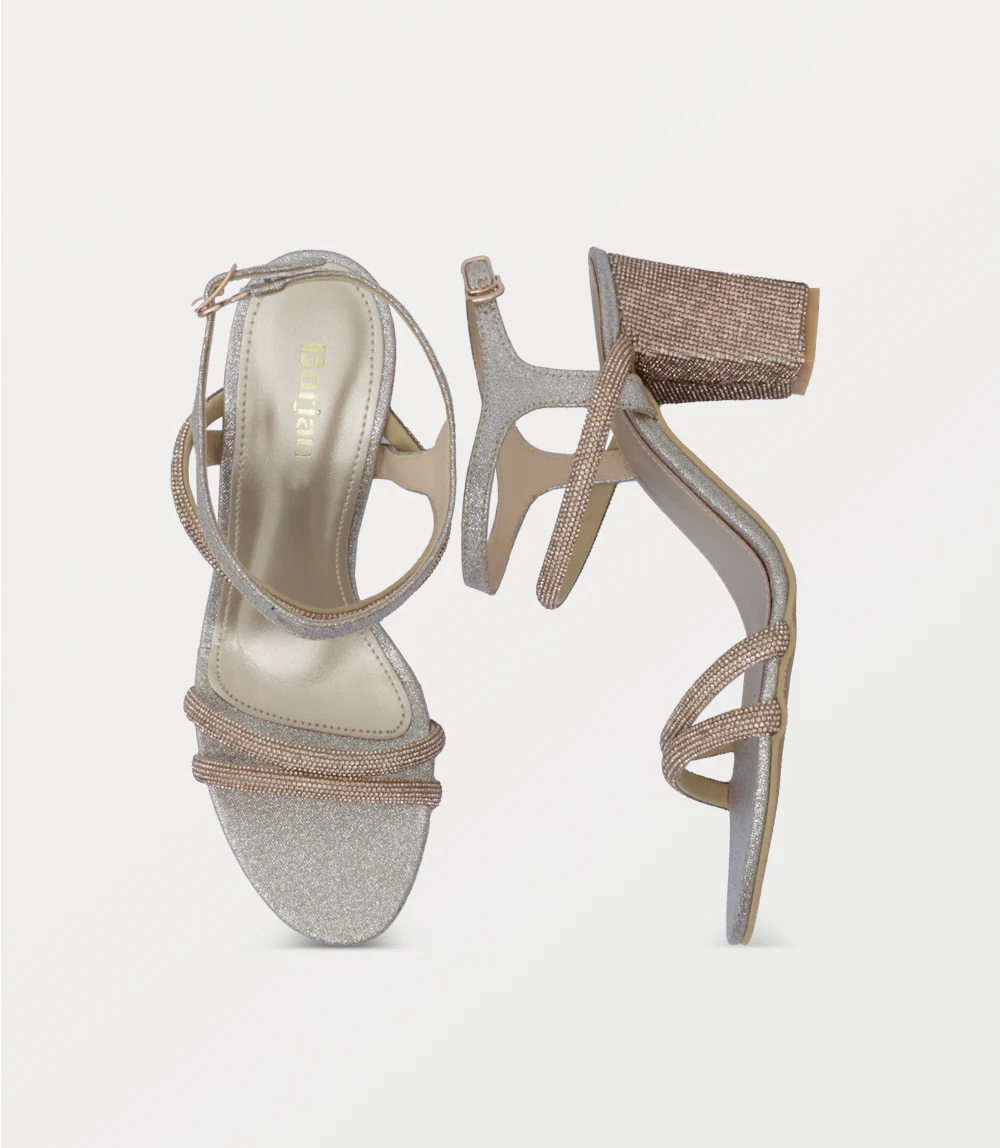 Women Sandal Heels-GOLDEN - Image 4