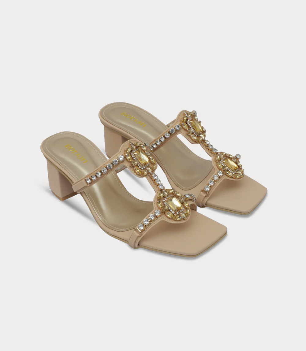 Women Slipper Heels-GOLDEN - Image 2