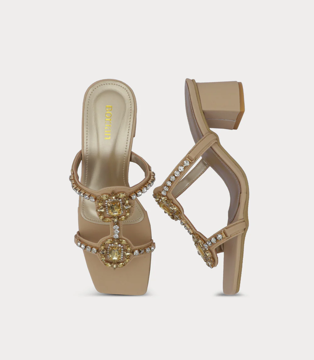 Women Slipper Heels-GOLDEN - Image 4