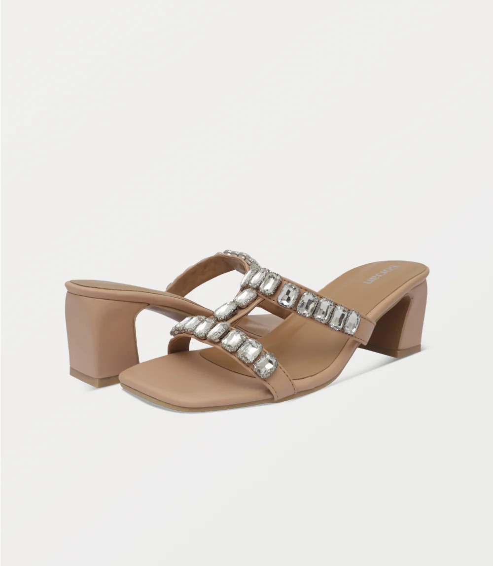 Women Slipper Heel-BEIGE - Image 3