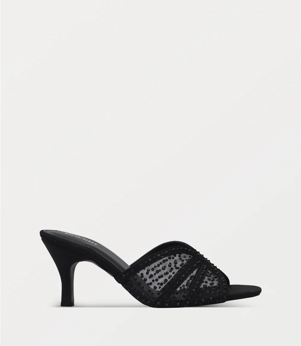 Women Slipper Heels-BLACK