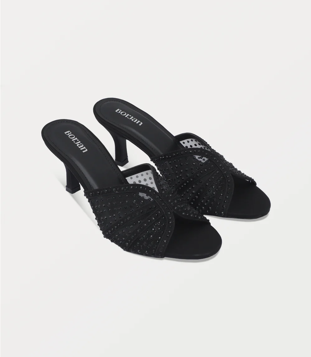 Women Slipper Heels-BLACK - Image 2