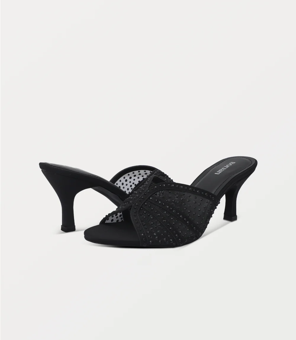 Women Slipper Heels-BLACK - Image 3