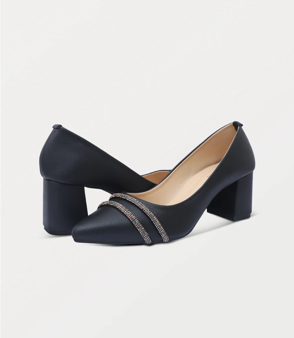 Women Court Shoes-BLACK - Image 3