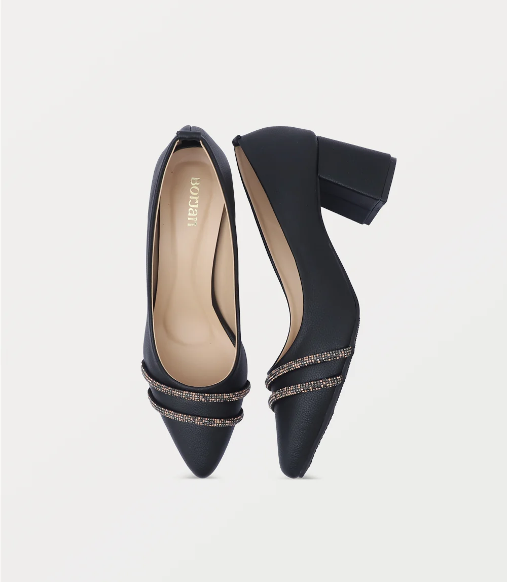 Women Court Shoes-BLACK - Image 4