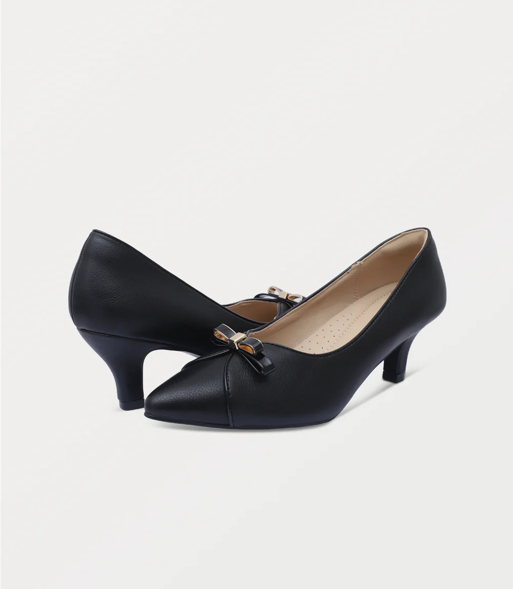 Women Court Shoes-BLACK - Image 3