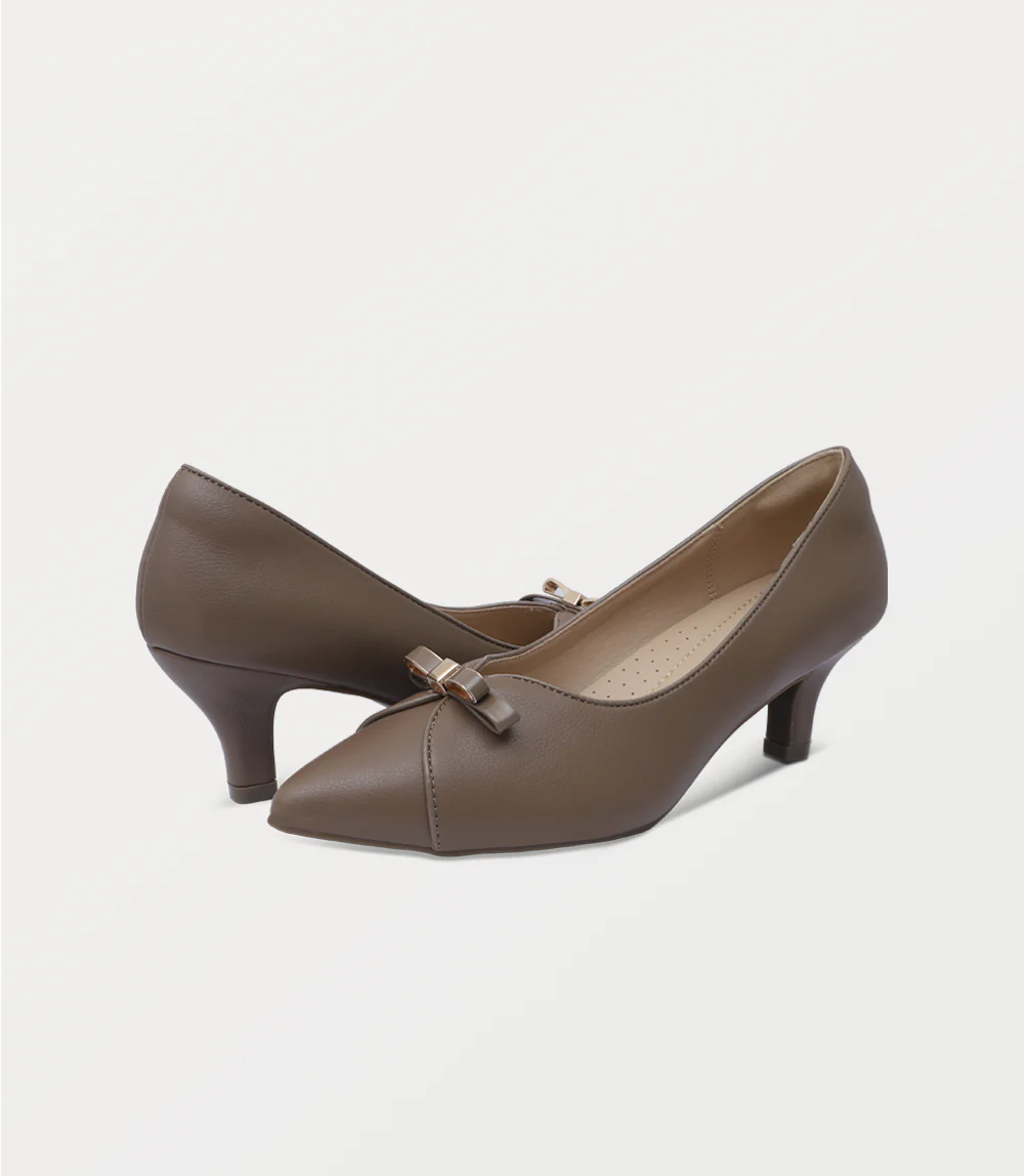 Women Court Shoes-KHAKI - Image 3