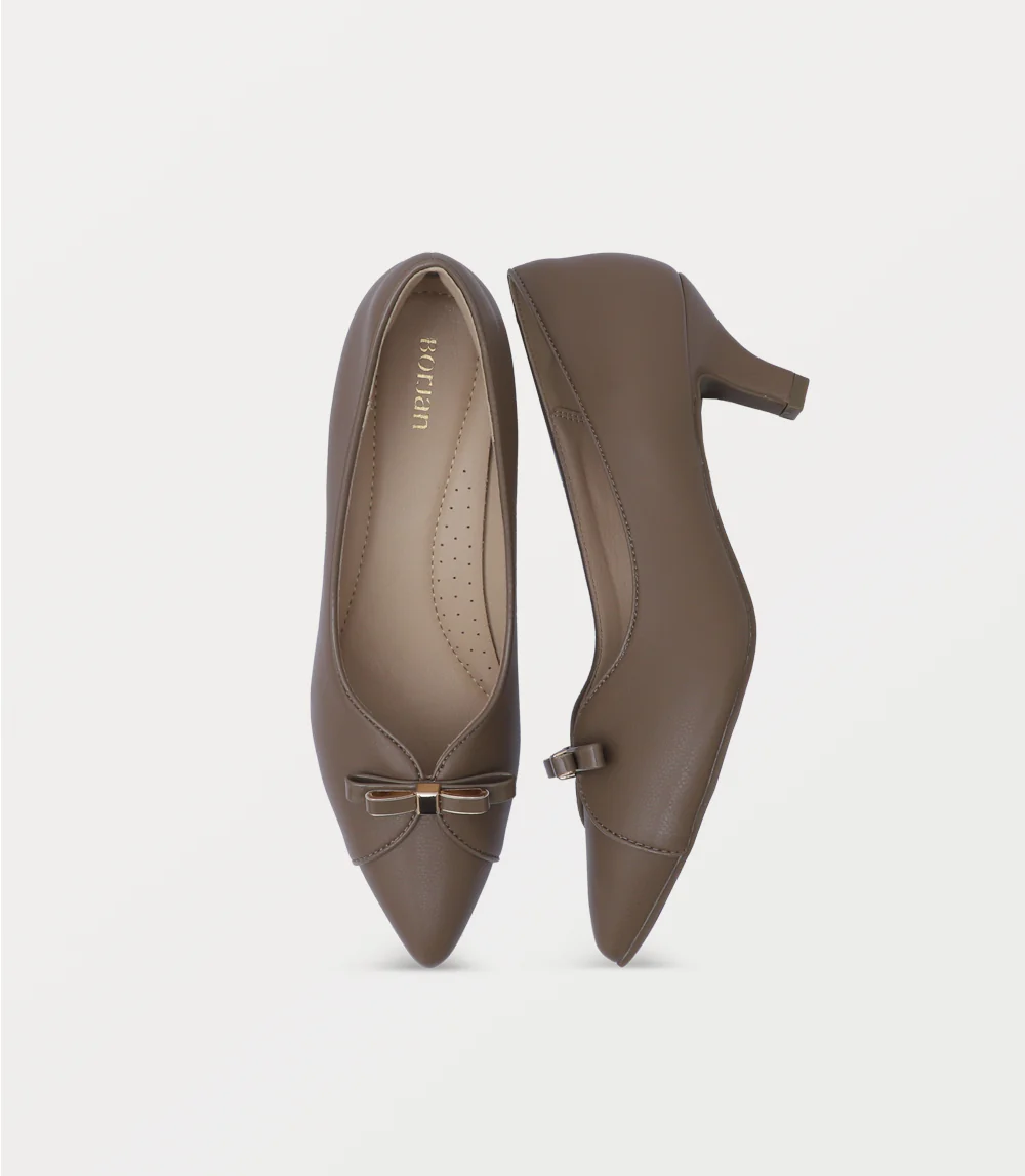 Women Court Shoes-KHAKI - Image 4