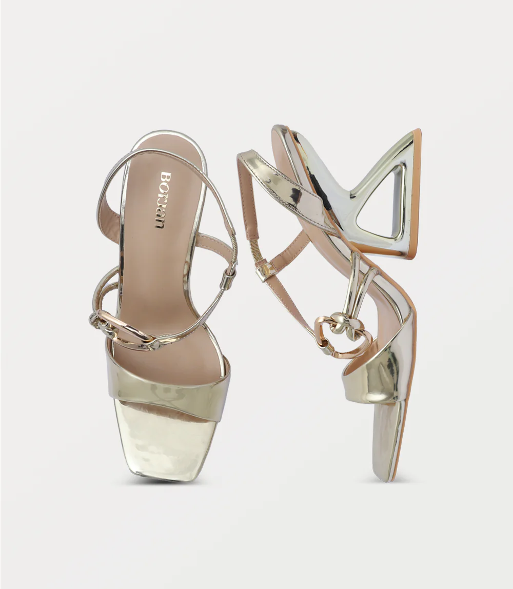 Women Sandal Heels-GOLD - Image 4