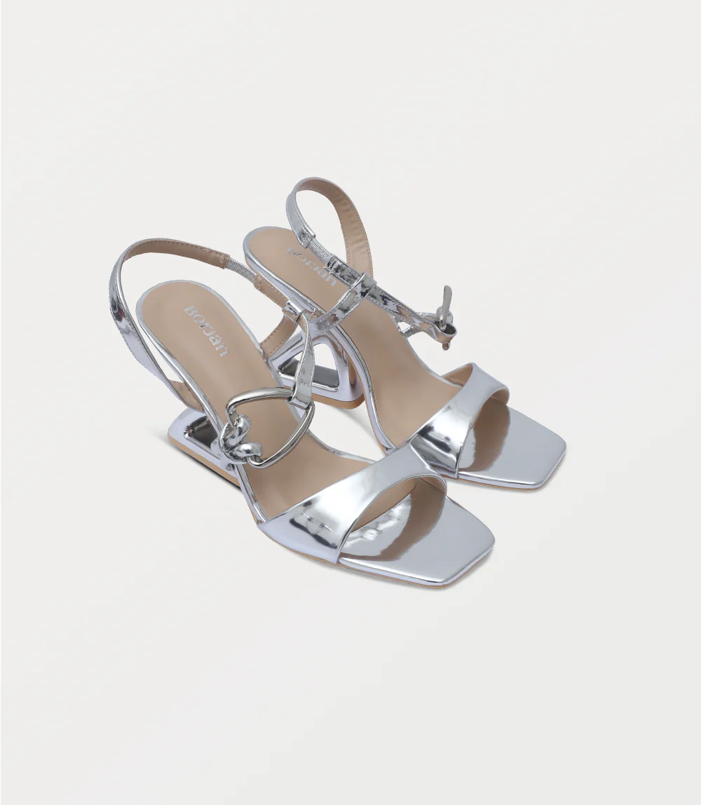 Women Sandal Heels-SILVER - Image 2