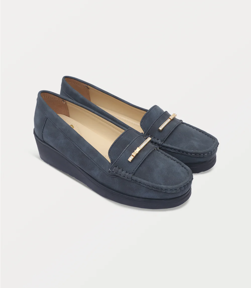 Women Moccasin-NAVY - Image 2