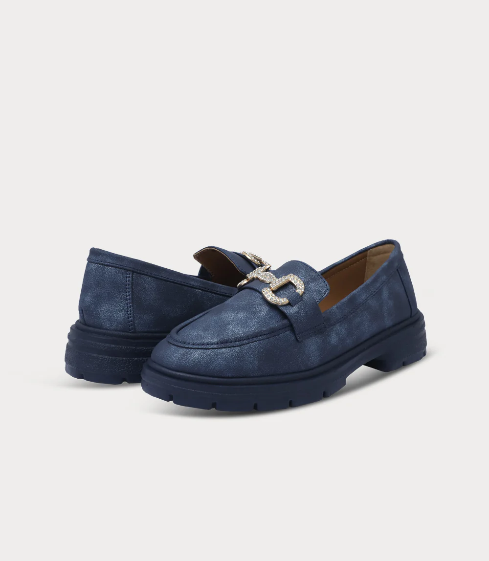 Women Loafers-NAVY - Image 3