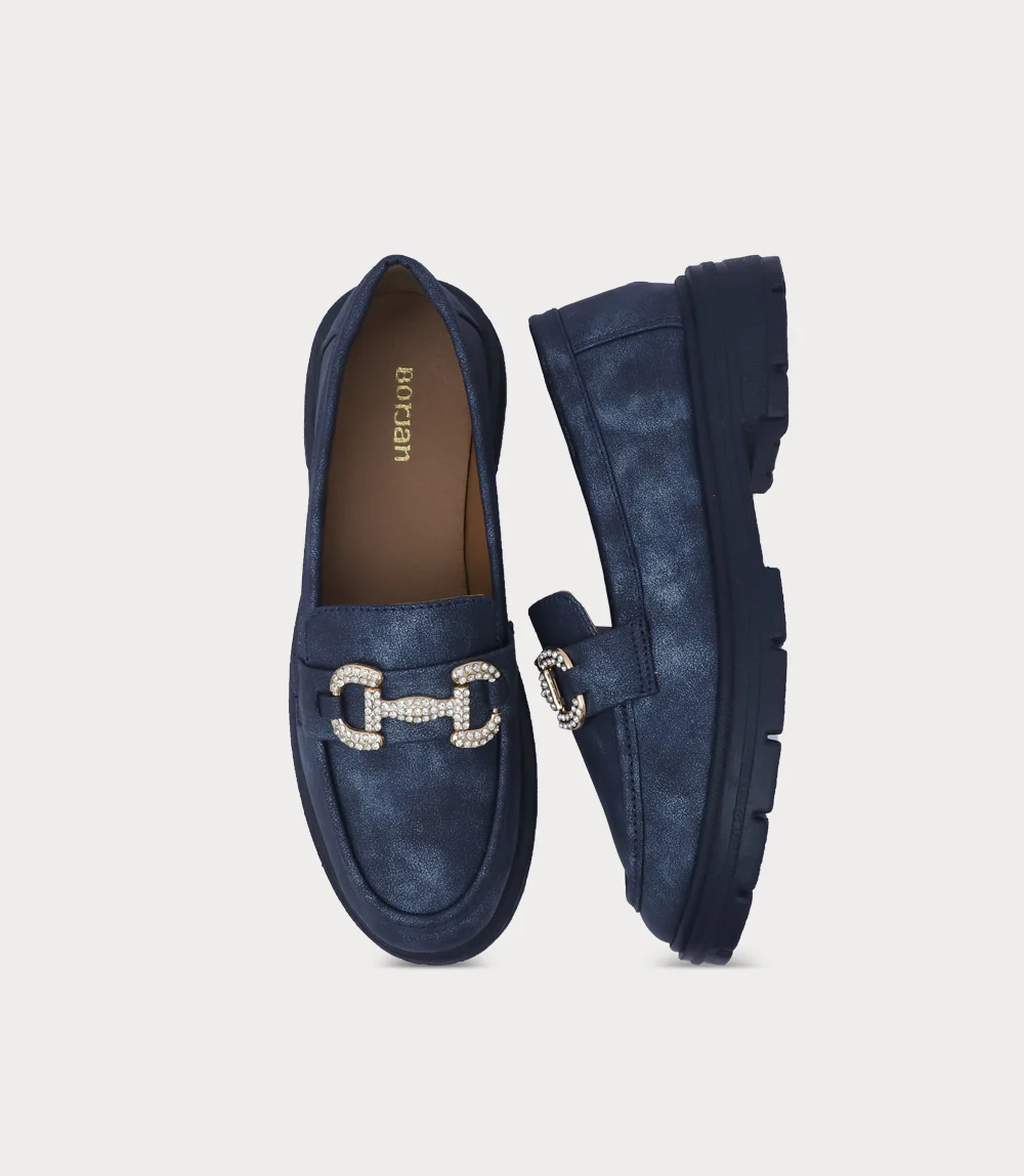 Women Loafers-NAVY - Image 4