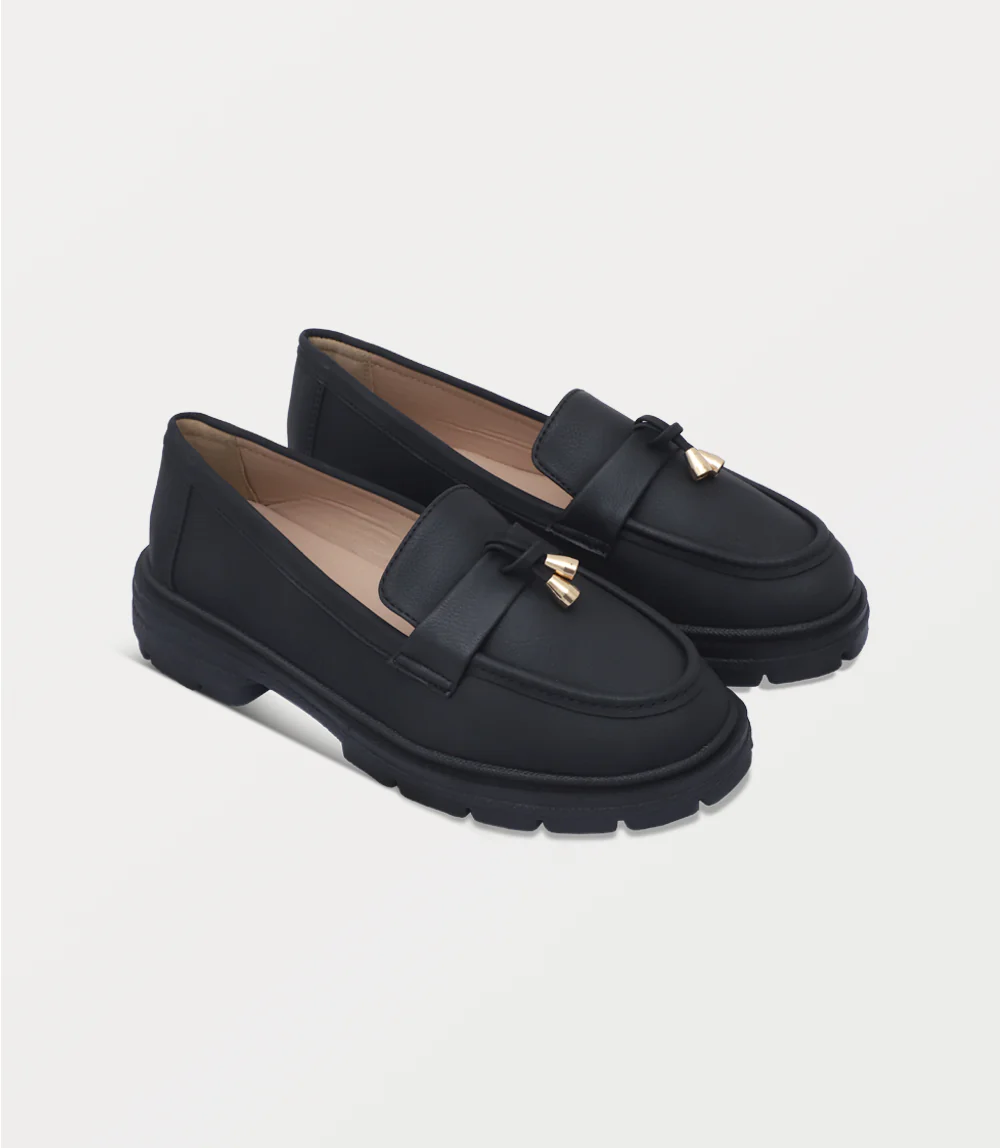 Women Loafers-BLACK - Image 2