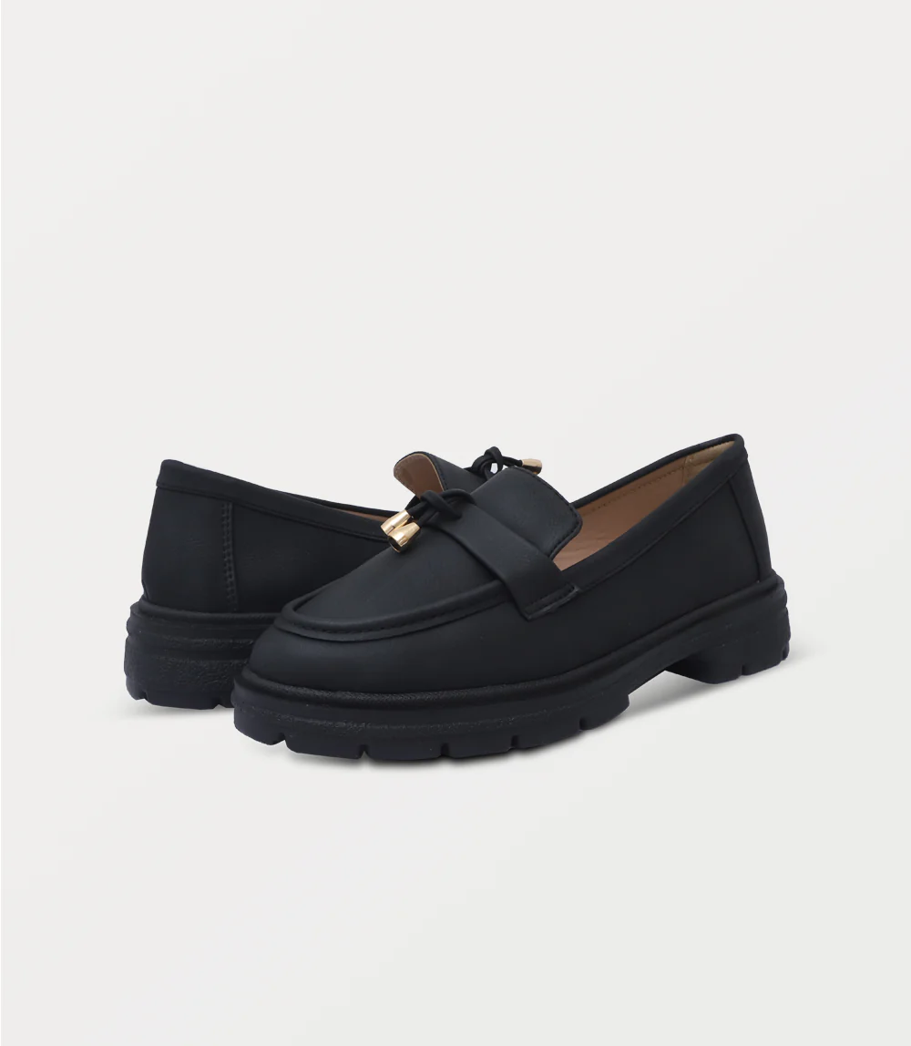 Women Loafers-BLACK - Image 3