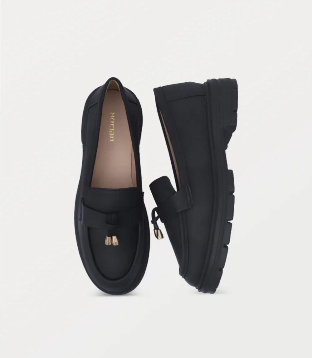 Women Loafers-BLACK - Image 4