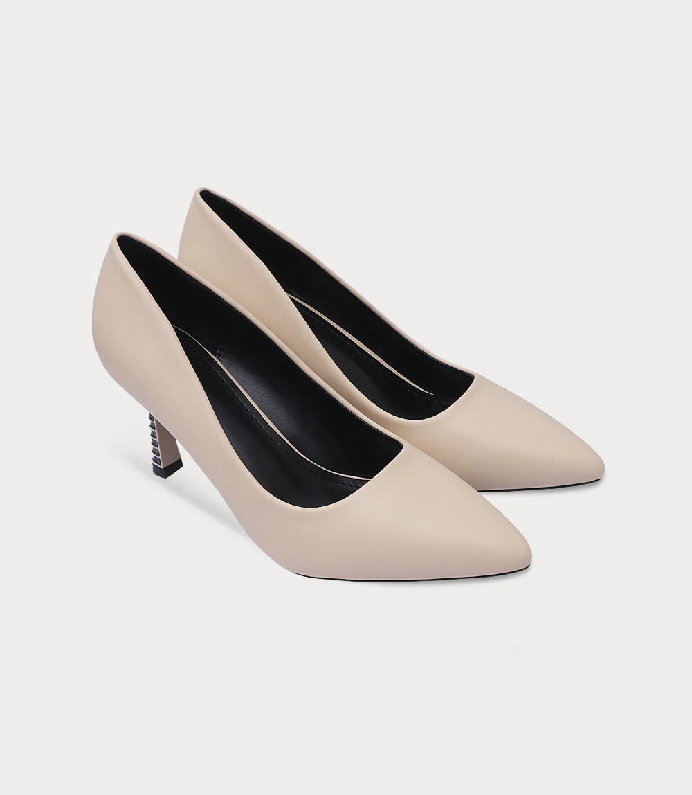 Women Court Shoes-BEIGE - Image 2