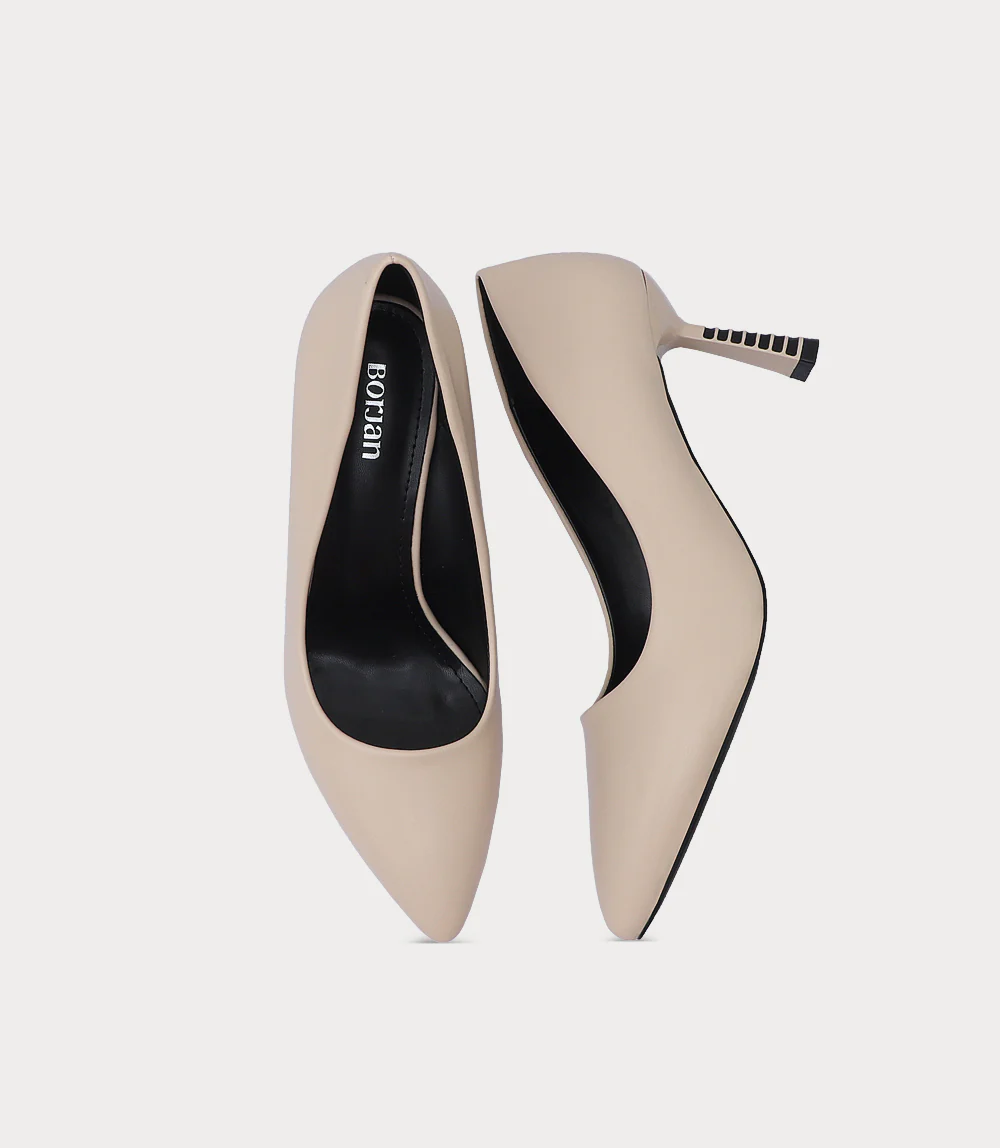 Women Court Shoes-BEIGE - Image 4