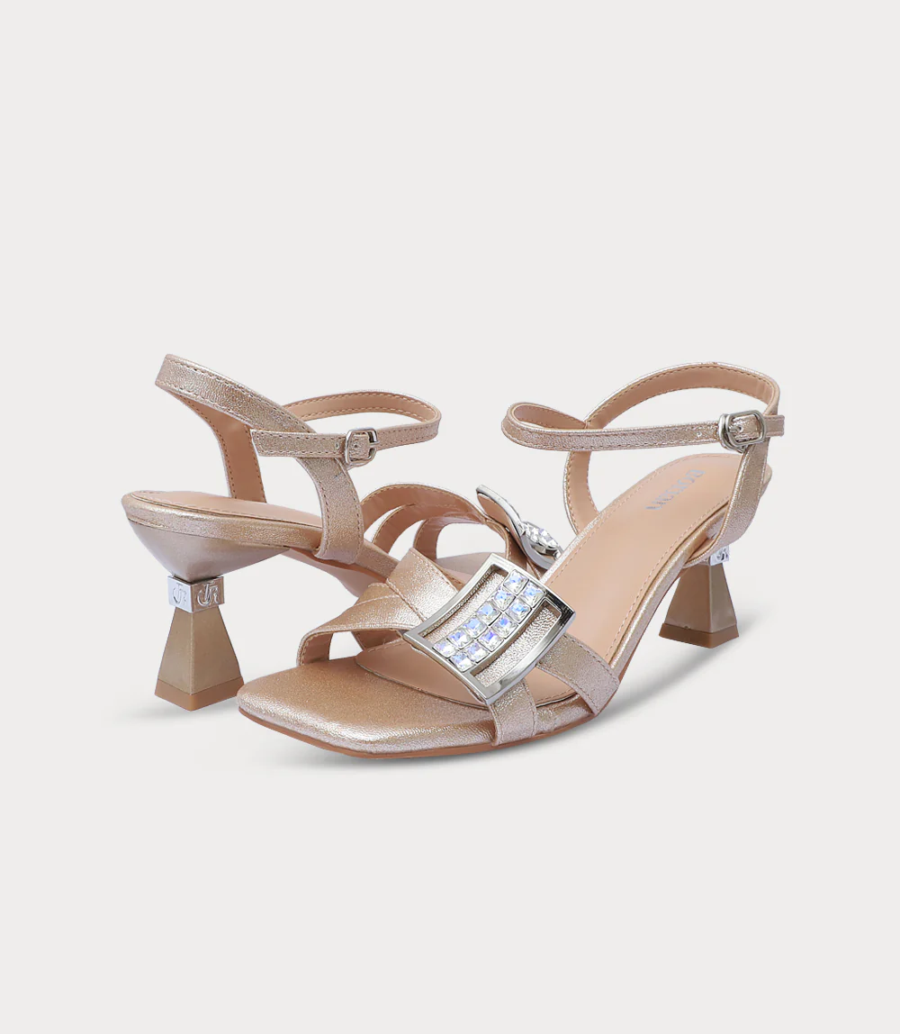Women Sandal Heels-GOLDEN - Image 3