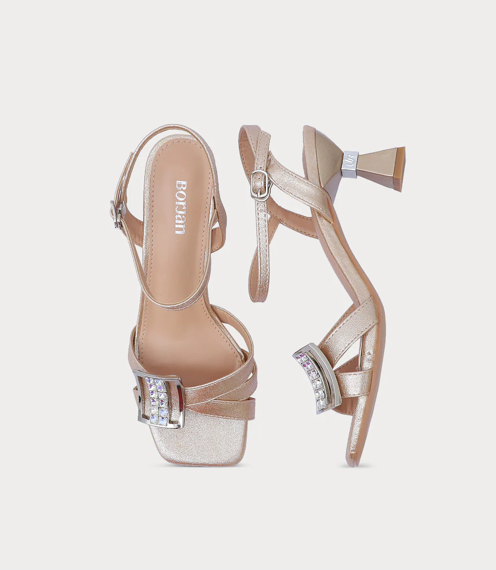 Women Sandal Heels-GOLDEN - Image 4