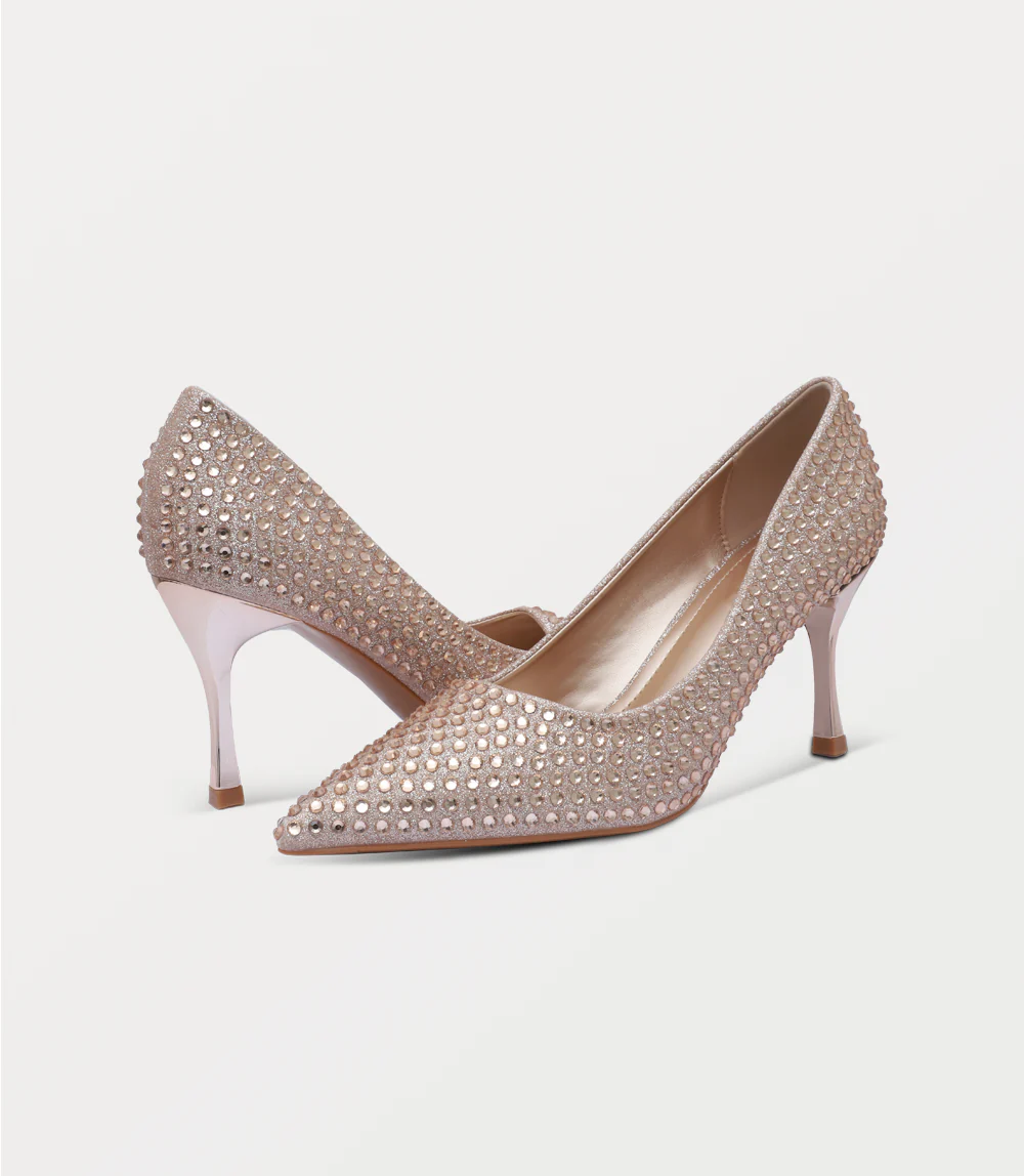 Women Court Shoes-CHAMPAGNE - Image 3