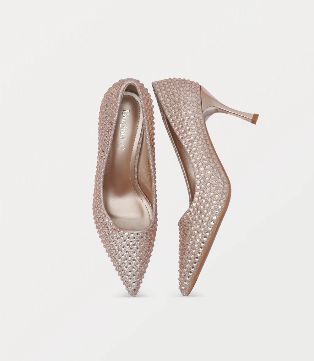 Women Court Shoes-CHAMPAGNE - Image 4