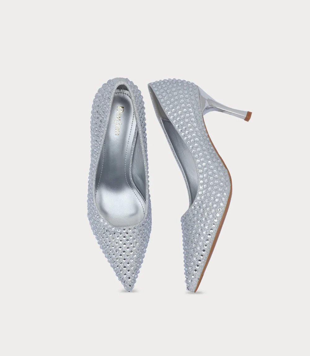 Women Court Shoes-SILVER - Image 4